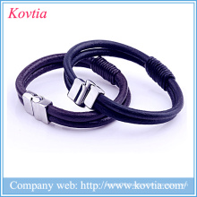 Titanium steel braided leather bracelet Man magnet buckle bracelet